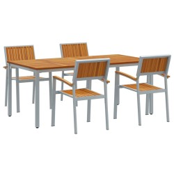 Ensemble de salle à manger pour jardin 5 pcs Gris 508667508667