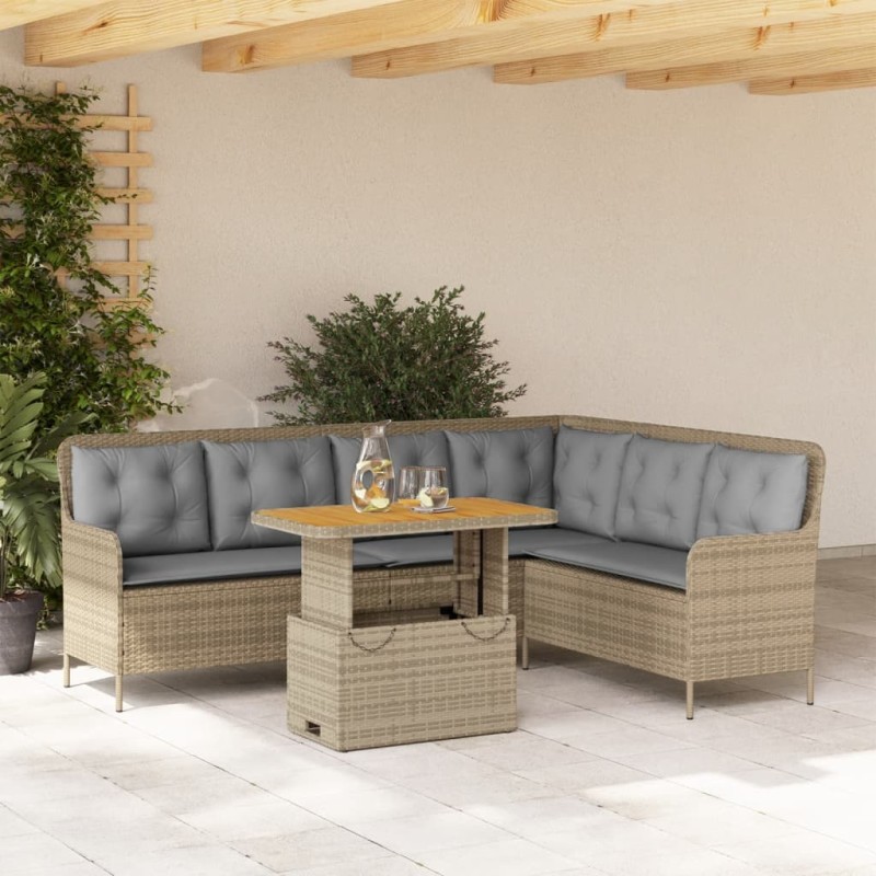 Salon de jardin avec coussins 2 pcs beige résine tressée 508676508676