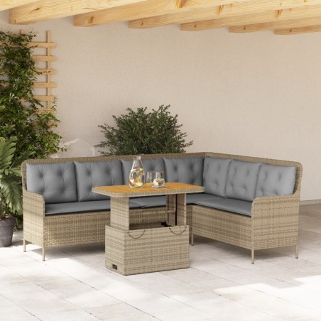 Salon de jardin avec coussins 2 pcs beige résine tressée 508676508676