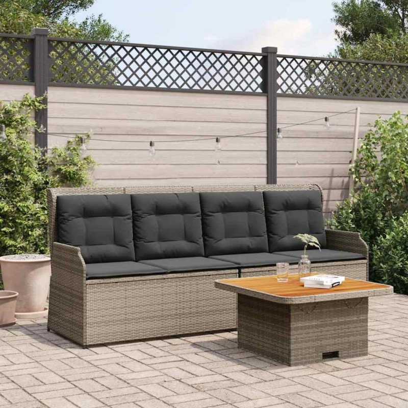 Salon de jardin 3 pcs avec coussins Gris Résine tressée 508682508682