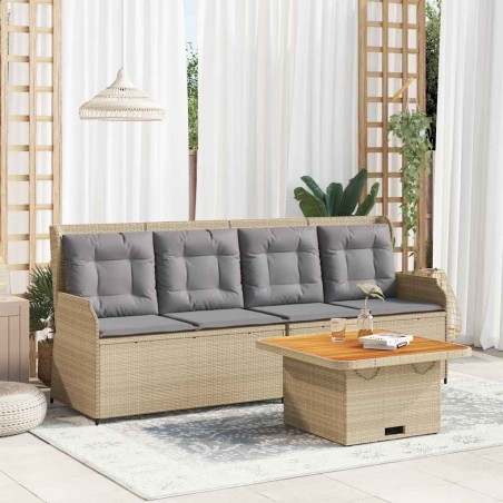 Salon de jardin avec coussins 3 pcs beige résine tressée 508684508684
