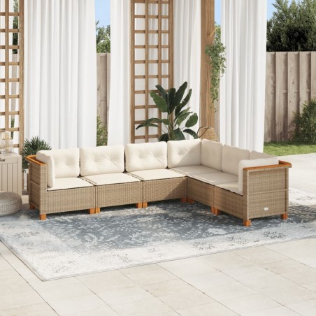 Salon de jardin avec coussins 6 pcs beige résine tressée 508687508687
