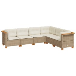 Salon de jardin avec coussins 6 pcs beige résine tressée 508687508687