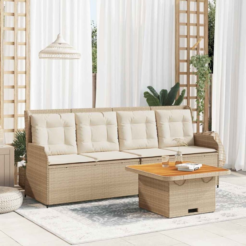 Salon de jardin avec coussins 3 pcs beige résine tressée 508688508688