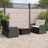 Salon de jardin 3 pcs avec coussins Noir Résine tressée 508689508689