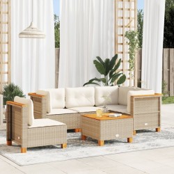 Salon de jardin avec coussins 6 pcs beige résine tressée 508700508700