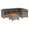 Salon de jardin 5 pcs avec coussins gris résine tressée 508703508703