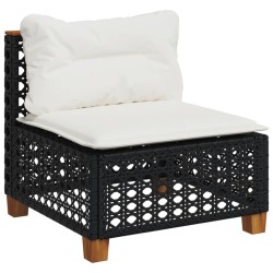 Salon de jardin 6 pcs avec coussins noir résine tressée 508705508705