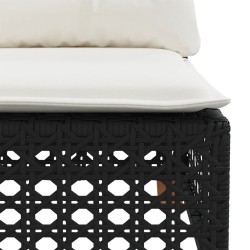 Salon de jardin 6 pcs avec coussins noir résine tressée 508705508705