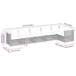 Salon de jardin 6 pcs avec coussins noir résine tressée 508705508705
