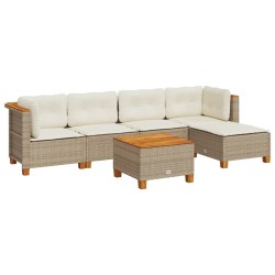 Salon de jardin avec coussins 6 pcs beige résine tressée 508710508710