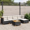 Salon de jardin 6 pcs avec coussins noir résine tressée 508713508713