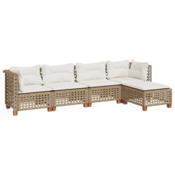 Salon de jardin avec coussins 5 pcs beige résine tressée 508714508714