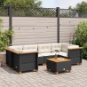 Salon de jardin 7 pcs avec coussins noir résine tressée 508720508720