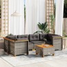 Salon de jardin avec coussins 7 pcs gris résine tressée 508721508721