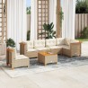 Salon de jardin avec coussins 7 pcs beige résine tressée 508722508722