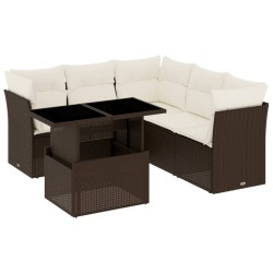 Salon de jardin avec coussins 6 pcs marron résine tressée 508731508731