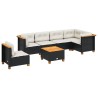 Salon de jardin 7 pcs avec coussins noir résine tressée 508736508736