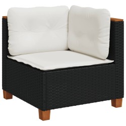 Salon de jardin 7 pcs avec coussins noir résine tressée 508736508736