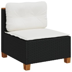 Salon de jardin 7 pcs avec coussins noir résine tressée 508736508736