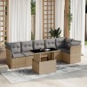 Salon de jardin avec coussins 7 pcs beige résine tressée 508746508746