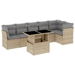 Salon de jardin avec coussins 7 pcs beige résine tressée 508746508746