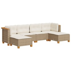 Salon de jardin avec coussins 6 pcs beige résine tressée 508751508751