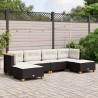 Salon de jardin 6 pcs avec coussins noir résine tressée 508753508753