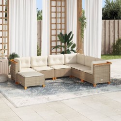 Salon de jardin avec coussins 7 pcs beige résine tressée 508754508754