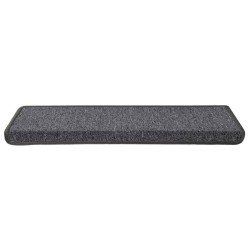 Tapis d'escalier 15 pièces 65 x 21 x 4 cm Gris foncé Bord rectangulaire 508761508761