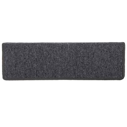 Tapis d'escalier 15 pièces 65 x 21 x 4 cm Gris foncé Bord rectangulaire 508761508761