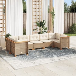 Salon de jardin avec coussins 7 pcs beige résine tressée 508762508762
