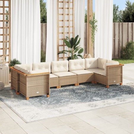 Salon de jardin avec coussins 7 pcs beige résine tressée 508762508762