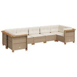 Salon de jardin avec coussins 7 pcs beige résine tressée 508762508762