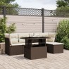 Salon de jardin avec coussins 6 pcs marron résine tressée 508763508763