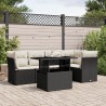 Salon de jardin 6 pcs avec coussins noir résine tressée 508768508768