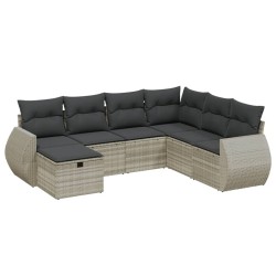 Salon de jardin avec coussins 7 pcs gris clair résine tressée 508773508773