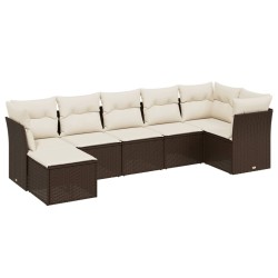 Salon de jardin avec coussins 7 pcs marron résine tressée 508777508777