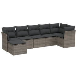 Salon de jardin avec coussins 7 pcs gris clair résine tressée 508781508781