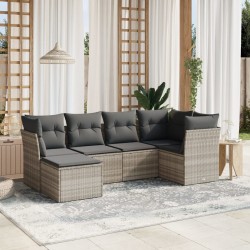 Salon de jardin 6 pcs avec coussins gris clair résine tressée 508782508782