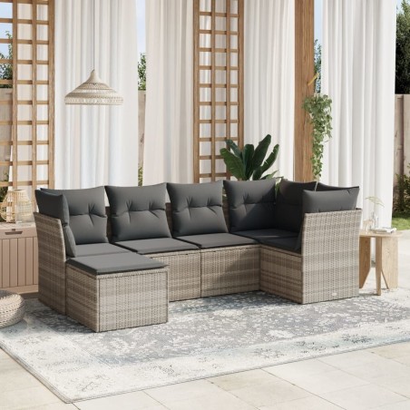 Salon de jardin 6 pcs avec coussins gris clair résine tressée 508782508782