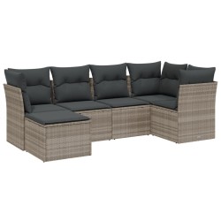 Salon de jardin 6 pcs avec coussins gris clair résine tressée 508782508782