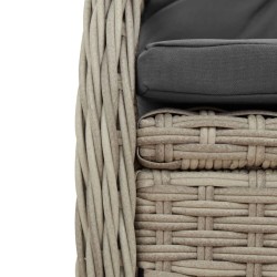 Ensemble à manger de jardin 3pcs coussins gris clair poly rotin 508783508783