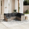 Salon de jardin avec coussins 7 pcs gris clair résine tressée 508787508787