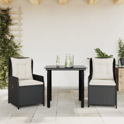 Ensemble à manger de jardin avec coussins 3 pcs Noir 508790508790