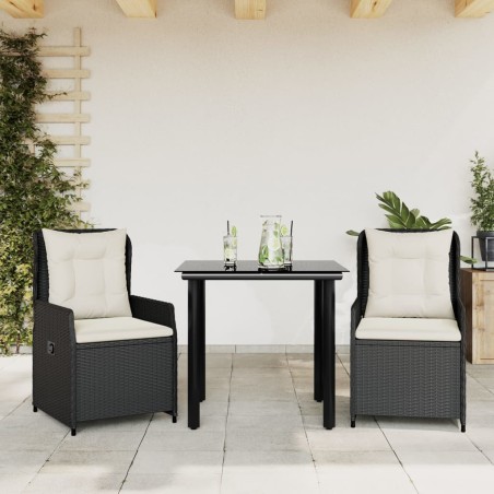 Ensemble à manger de jardin avec coussins 3 pcs Noir 508790508790