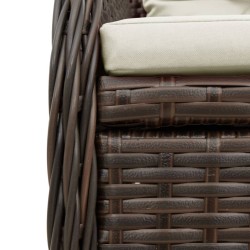 Ensemble à manger de jardin 3 pcs et coussins marron poly rotin 508791508791