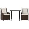 Ensemble à manger de jardin 3 pcs et coussins marron poly rotin 508792508792