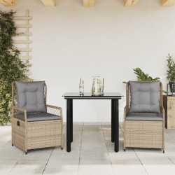 Ensemble à manger de jardin et coussins 3 pcs Beige poly rotin 508797508797