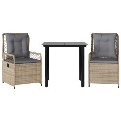 Ensemble à manger de jardin et coussins 3 pcs Beige poly rotin 508797508797